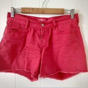 Pink cut off denim shorts